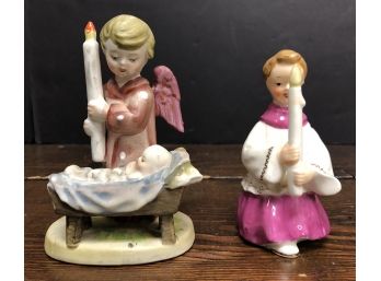 2pc Porcelain Figurines W/ Candles
