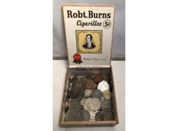 Cigar Box Full Foreign Coins