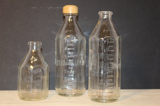 Three Vintage Pyrex Baby Bottles