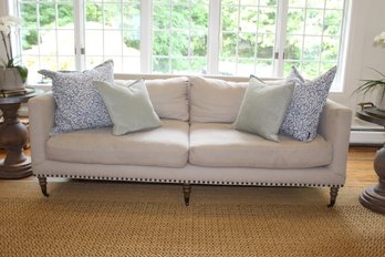 Beautiful Pottery Barn Sofa-Tallulah Upholstered Grand Sofa-84' Long With Down Throw Pillows