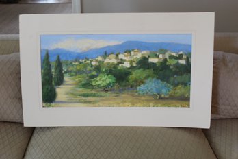 Colorful Print Of Landscape & Town By Hazel Barker