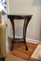 Vintage Carved Round Side Table With Ram's Heads And Hoof Base Feet