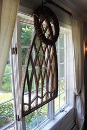 Rustic Cathedral Arch Window Decor With Grapevine Wreath