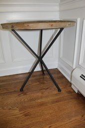 Wooden Circular Table With Metal Legs