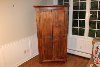 Signed Wooden Armoire With Three Shelves-crafted Of Reclaimed Wood And Hardware Unique Piece!