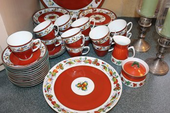 Unique Nordic Design Vintage Norwegian China Set-Red Floral Design