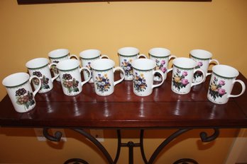 Fine Bone China Church Hill 12 Floral Mugs