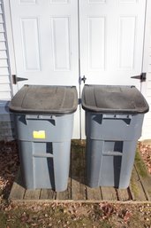 Pair Of Rubbermaid Commercial Garbage Cans