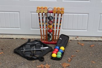 Lot Of Lawn Games-Bocce Ball, Horse Shoes And Croquet