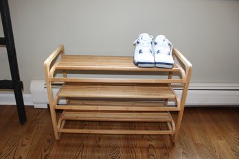 Three Tier Slotted Bamboo Wooden Shoe Rack