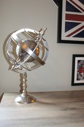 Metal Atlas Globe Carved Wording