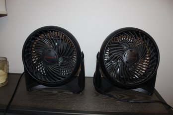 Pair Of Black Small Honeywell Fans