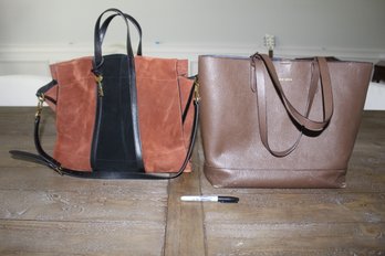 Two Large Leather & Suede Totes- Cole Haan & Fossil Perfect For Fall!