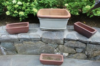 Collection Of Four Rectangular Ceramic/Terracotta Planters