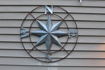 Rustic Metal Compass Wall Art