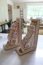 Pair Of Wooden Rustic Corbels Or Bookends