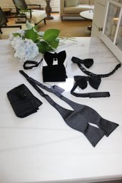 Formal Neckware Bowties, Pocket Squares, Some Velvet Set Of Cufflinks