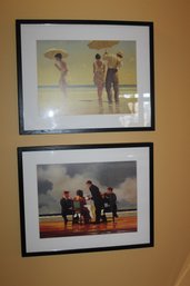 Pair Of Framed Signed Prints Of Beach Scene