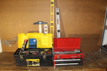 Two Toolboxes Filled With Tools And Miscellaneous Hardware, Etc