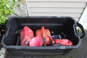 Lot Of Four Gas Cans In Craftsman Trunk Filled With Fresh Fuel