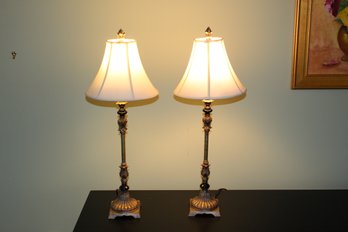 Pair Of Metal Console Table Lamps