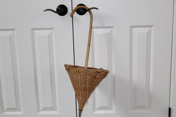 Vintage Wicker Umbrella Purse With Banboo Handle