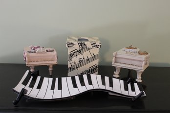 Collection Of Piano Music Boxes And Musical Notes Decoratives