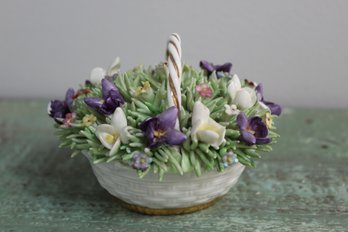 Vintage Majolica Style Flower Basket