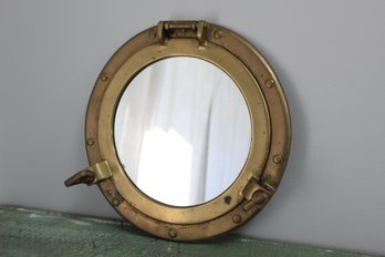 Vintage Ship Porthole Mirror-Brass