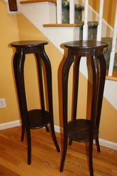 Pair Of Tall Wooden Vintage Plant/Lamp Stands