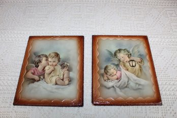 Pair Of Wall Art Vintage Baby Angels