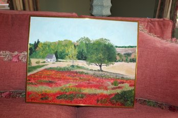 Signed Painting House On A Prairie