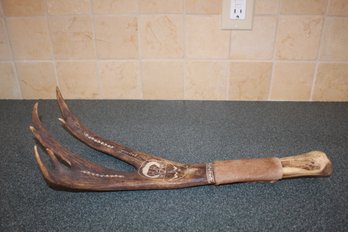 Antler With Knife-Very Unique Piece-Knife Handle Made From Bone