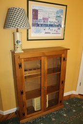 New Milford Wall Art, Paired With Glass Doors Cabinet, Painted Lamp, Basket & Candle Holder