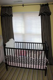 Pottery Barn Vivienne Collection Beddings-quilt/Crib Skirt Paired With  Black Crib & Ballard Design Drapes~