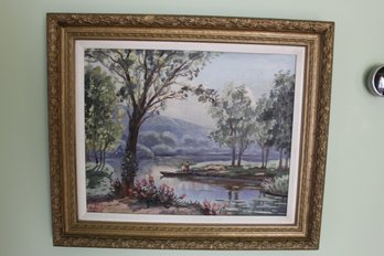 Signed A. NELKE Painting Water Landscape Asian Inspired Estonia American Artist 1894-1974 Exquisite!