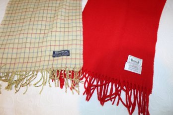 Vintage Burberrys Cashmere & Wool Scarf,  Vintage Red Harrods Scarf ~ Cozy & Classic!