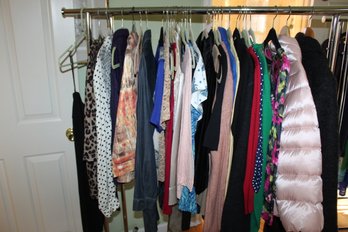 Collection Of  Women's Clothing- Dresses/Coats/Tops And Sweaters-30 Pieces Rack, Included