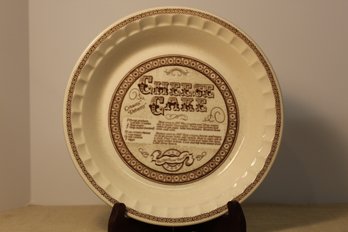 Vintage Recipe Pie Plate- 10.5' 'Cheese Cake' Pie Plate By Jeannette For Royal China