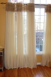 Sixteen Grommet Sheer Curtain Panels Layered Tops With A Linen Look 96' Long