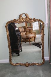 Vintage Ornate Gold Carved Wooden Framed Mirror With A Beveled Edging -Absolutely Beautiful!!