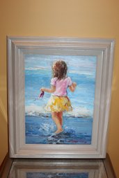 Painting Signed BUFORD Girl At The Beach Beautiful!