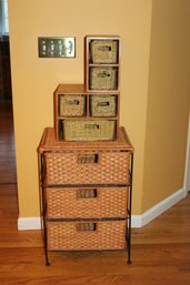 Great Set Of Three Wicker Storage Units~