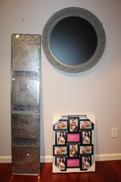 Wall Organization & Decor ~ Galvanized Metal Magazine Holder, Circular Chalk Board & Frame For 12 Photos