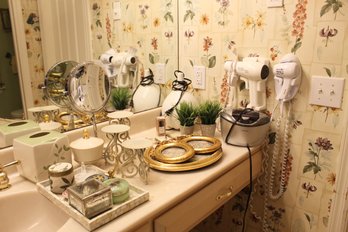 Bath Decor~  Jewelry Boxes, Brookstone Jewelry Cleaner, Magnifying Mirror, Aromatherapy Oil Diffuser Etc,