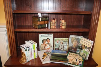 Vintage Coffee Table Books, Reading Books Wicked, Paired With Heavy Book Ends & Wooden Tissue Holder