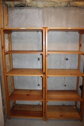 Two Wooden Storage Shelves & Collapsible Work Table