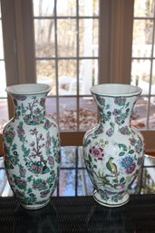 2 Vintage Floral Vases-Made In Holland