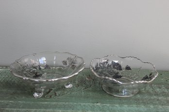 Vintage Lot Of Two 'Flanders' Candy Dishes With Silver Overlay