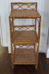 Vintage Burnt English Bamboo 3 Tier Side Table